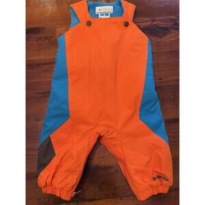 Columbia Infant Baby Fleece Lined Bibs Snowpants Sz 6 Months Omni Shield Orange